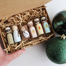 Load image into Gallery viewer, Christmas Nativity Peg Doll Set - Set of 6 Dolls