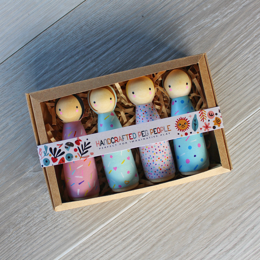 Sprinkle Sisters Wooden Doll Set