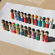 Load image into Gallery viewer, Multicultural Peg Doll Set - Set of 24 Dolls - Educational Resource
