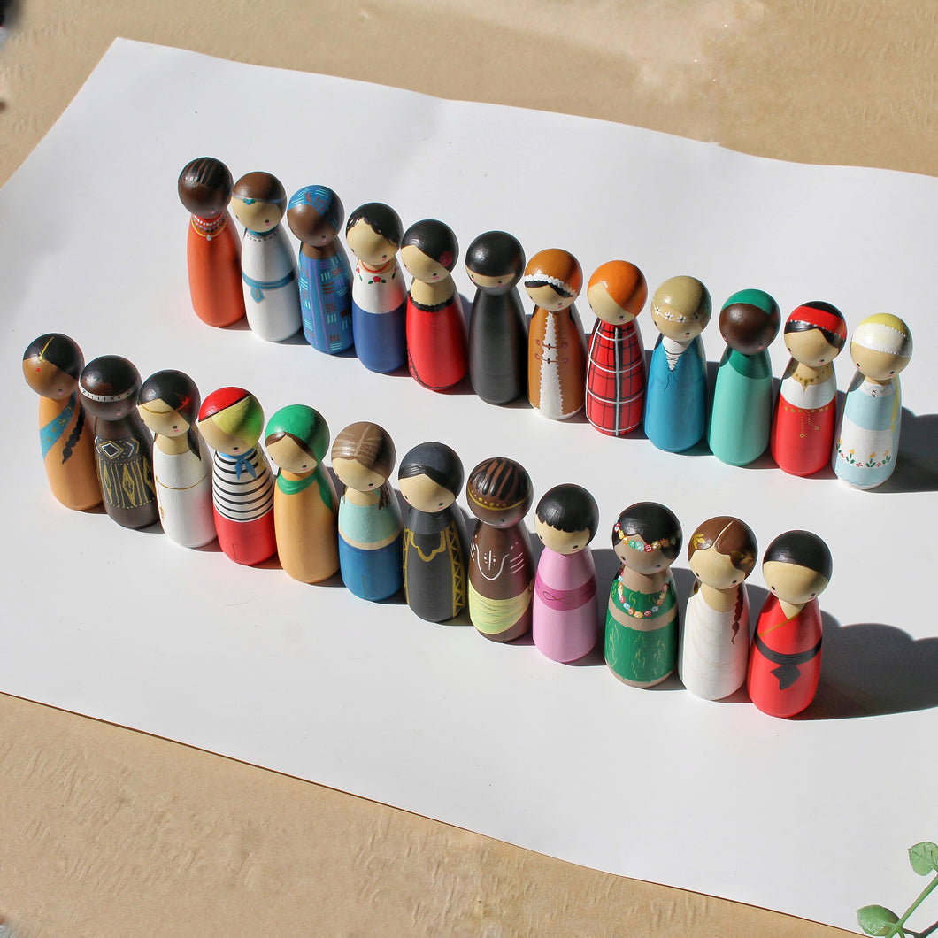 Multicultural Peg Doll Set - Set of 24 Dolls - Educational Resource